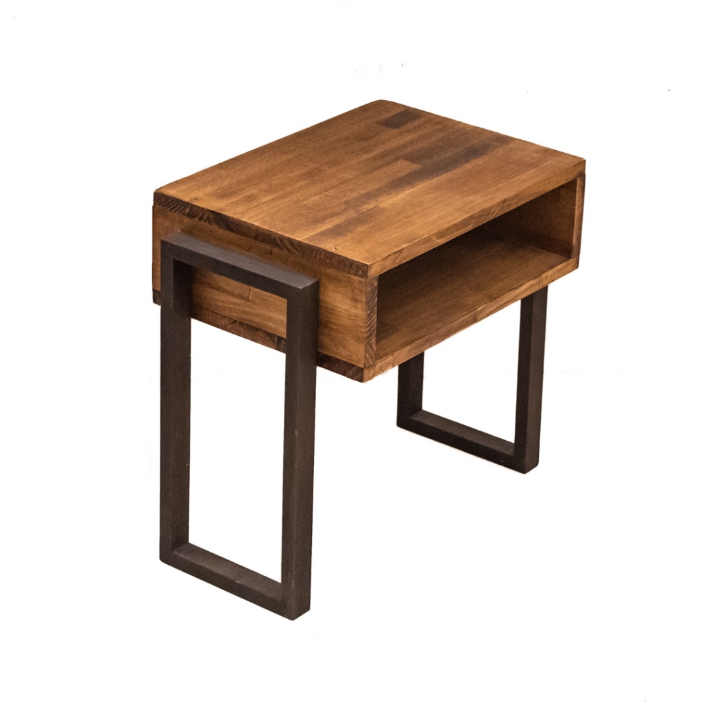 mesa auxiliar de madera rustica