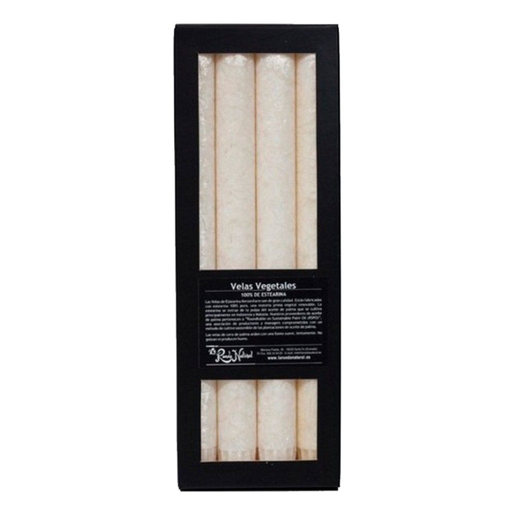 caja 4 velas naturales para candelabro