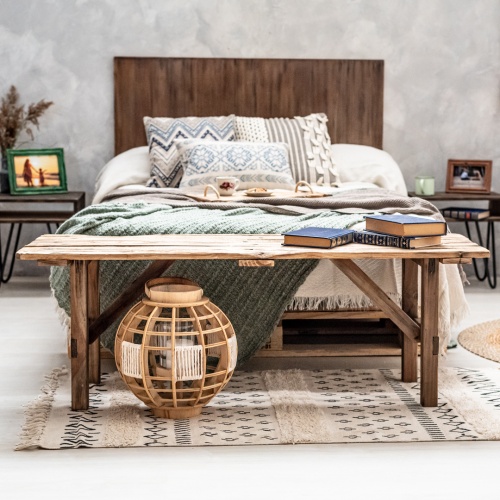 Banco de madera estilo boho-chic