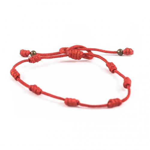 Pulsera roja con 7 nudos